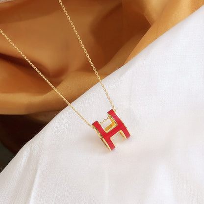 [Glow Muse]HM CLIC RED ENAMEL GOLD NECKLACE