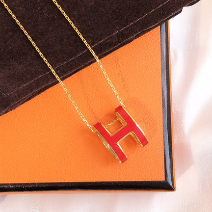 [Glow Muse]HM CLIC RED ENAMEL GOLD NECKLACE