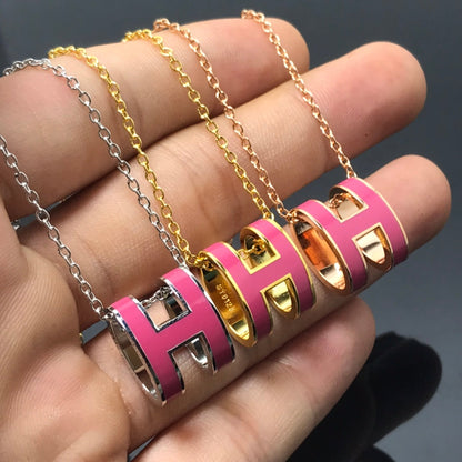 [Glow Muse]H NECKLACE PINK