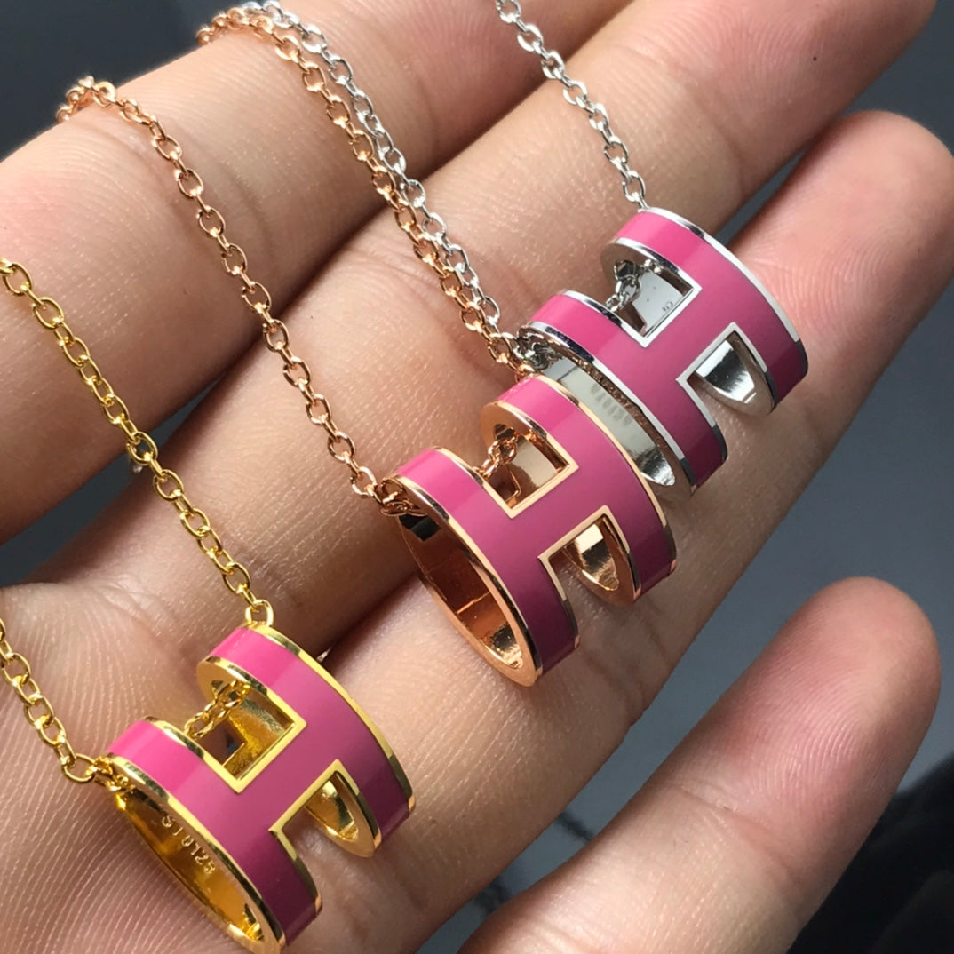 [Glow Muse]H NECKLACE PINK