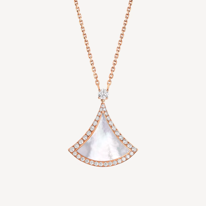 [Glow Muse]DREAM MOP DIAMOND PAVED PINK GOLD NECKLACE