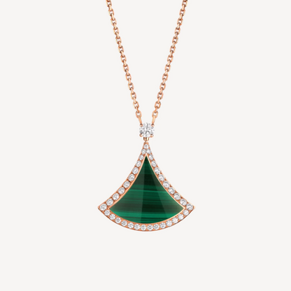 [Glow Muse]DREAM MALACHITE DIAMOND PAVED PINK GOLD NECKLACE