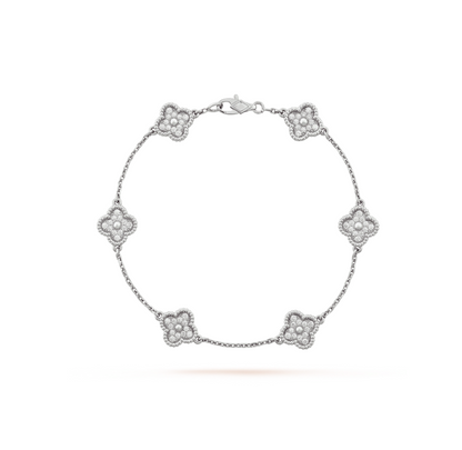 [Glow Muse]CLOVER 6 MOTIF SILVER DIAMOND BRACELET