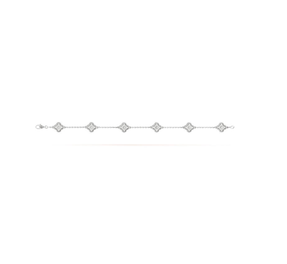 [Glow Muse]CLOVER 6 MOTIF SILVER DIAMOND BRACELET