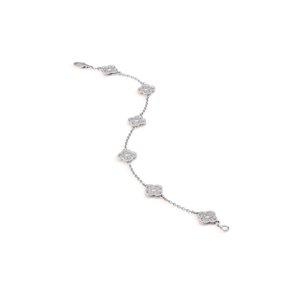 [Glow Muse]CLOVER 6 MOTIF SILVER DIAMOND BRACELET