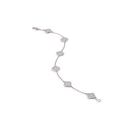 [Glow Muse]CLOVER 6 MOTIF SILVER DIAMOND BRACELET