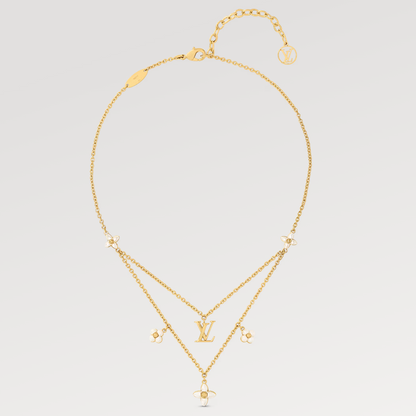 [Glow Muse]FLOWERGRAM GOLD MOP DOUBLE ROW NECKLACE