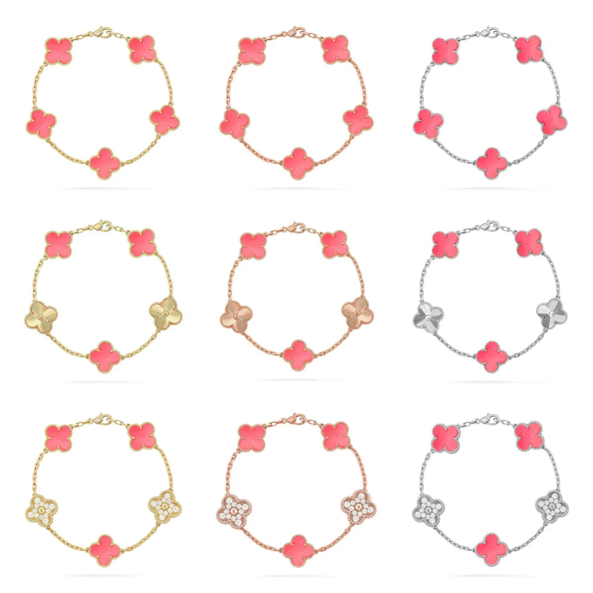 [⭐Glow Muse] CLOVER 5 MOTIFS  PINK MOP BRACELET COLLECTION