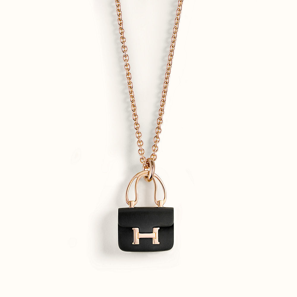 [Glow Muse]CONSTANCE BLACK PEDANT PINK GOLD NECKLACE