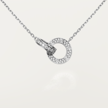 [Glow Muse]LOVE 7.6MM NECKLACE ROSE GOLD AND SILVER  FULL DIAMOND