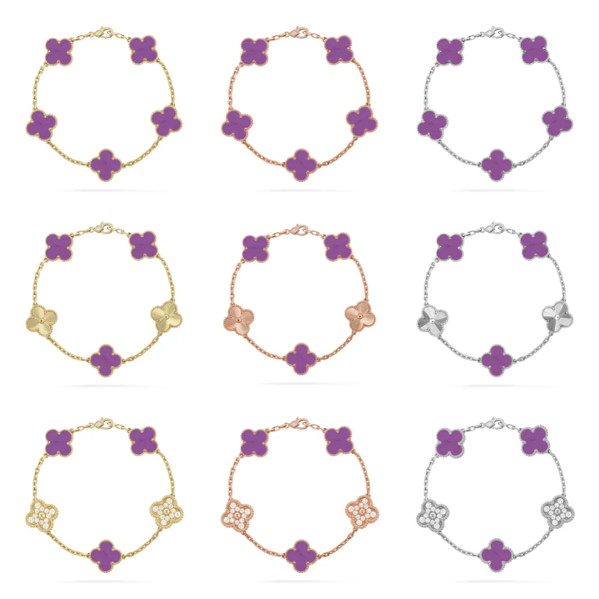 [⭐Glow Muse] CLOVER 5 MOTIF VIOLET BRACELET COLLECTION
