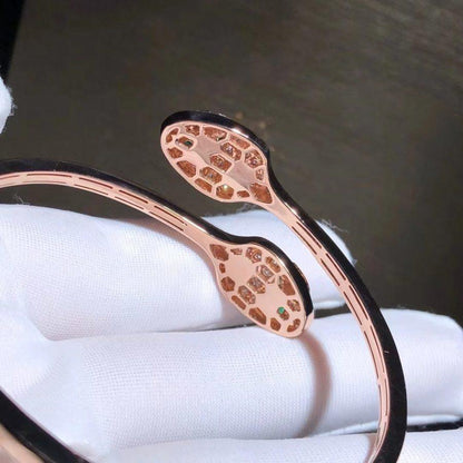 [Glow Muse]SERPENTI BRACELET PINK GOLD MALACHITE DIAMOND DOUBLE SNAKE