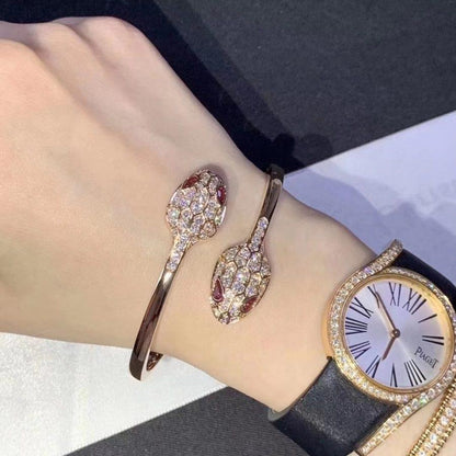 [Glow Muse]SERPENTI BRACELET PINK GOLD DIAMOND DOUBLE SNAKE