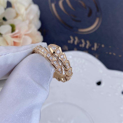 [Glow Muse]SERPENTI RING PINK GOLD DIAMOND PAVED 4MM
