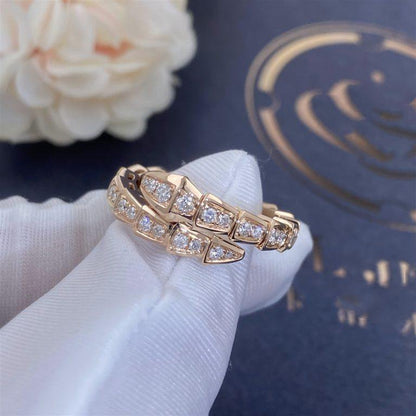 [Glow Muse]SERPENTI RING PINK GOLD DIAMOND PAVED 4MM