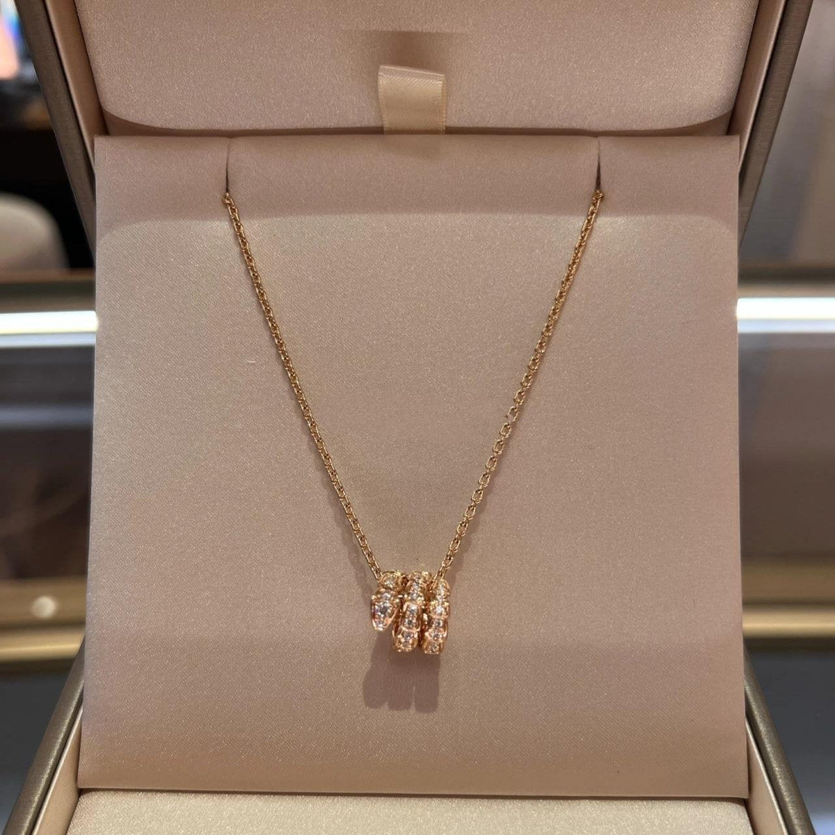 [Glow Muse]SERPENTI PINK GOLD NECKLACE DOUBLE RING DIAMOND