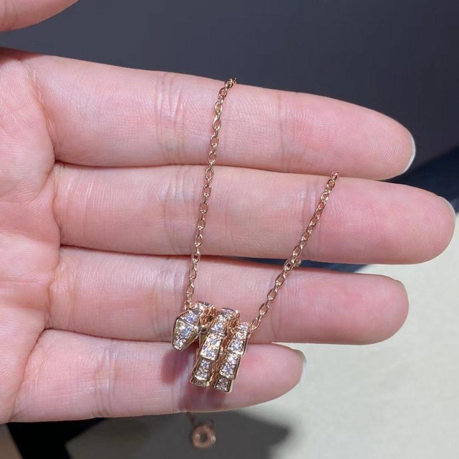 [Glow Muse]SERPENTI PINK GOLD NECKLACE DOUBLE RING DIAMOND