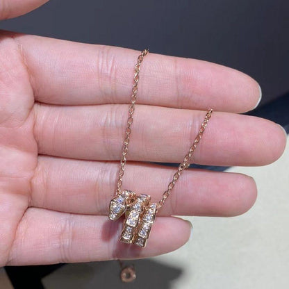 [Glow Muse]SERPENTI PINK GOLD NECKLACE DOUBLE RING DIAMOND