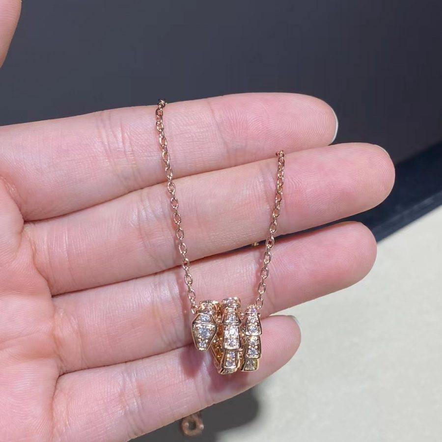 [Glow Muse]SERPENTI PINK GOLD NECKLACE DOUBLE RING DIAMOND