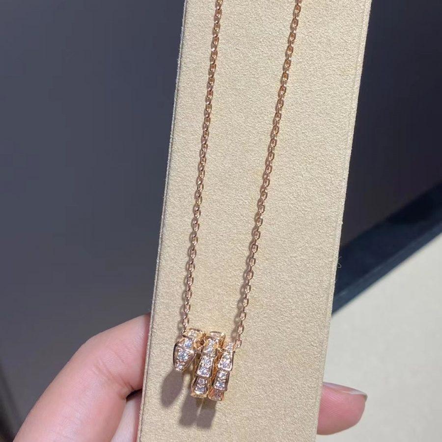 [Glow Muse]SERPENTI PINK GOLD NECKLACE DOUBLE RING DIAMOND