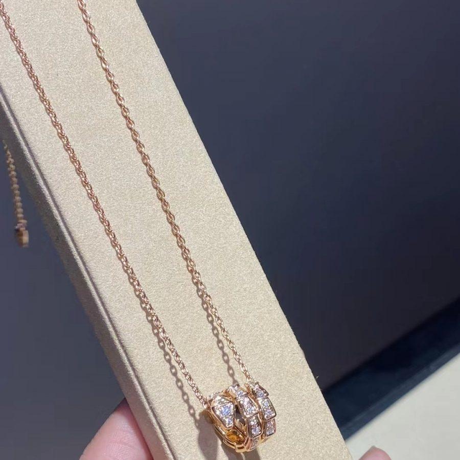 [Glow Muse]SERPENTI PINK GOLD NECKLACE DOUBLE RING DIAMOND