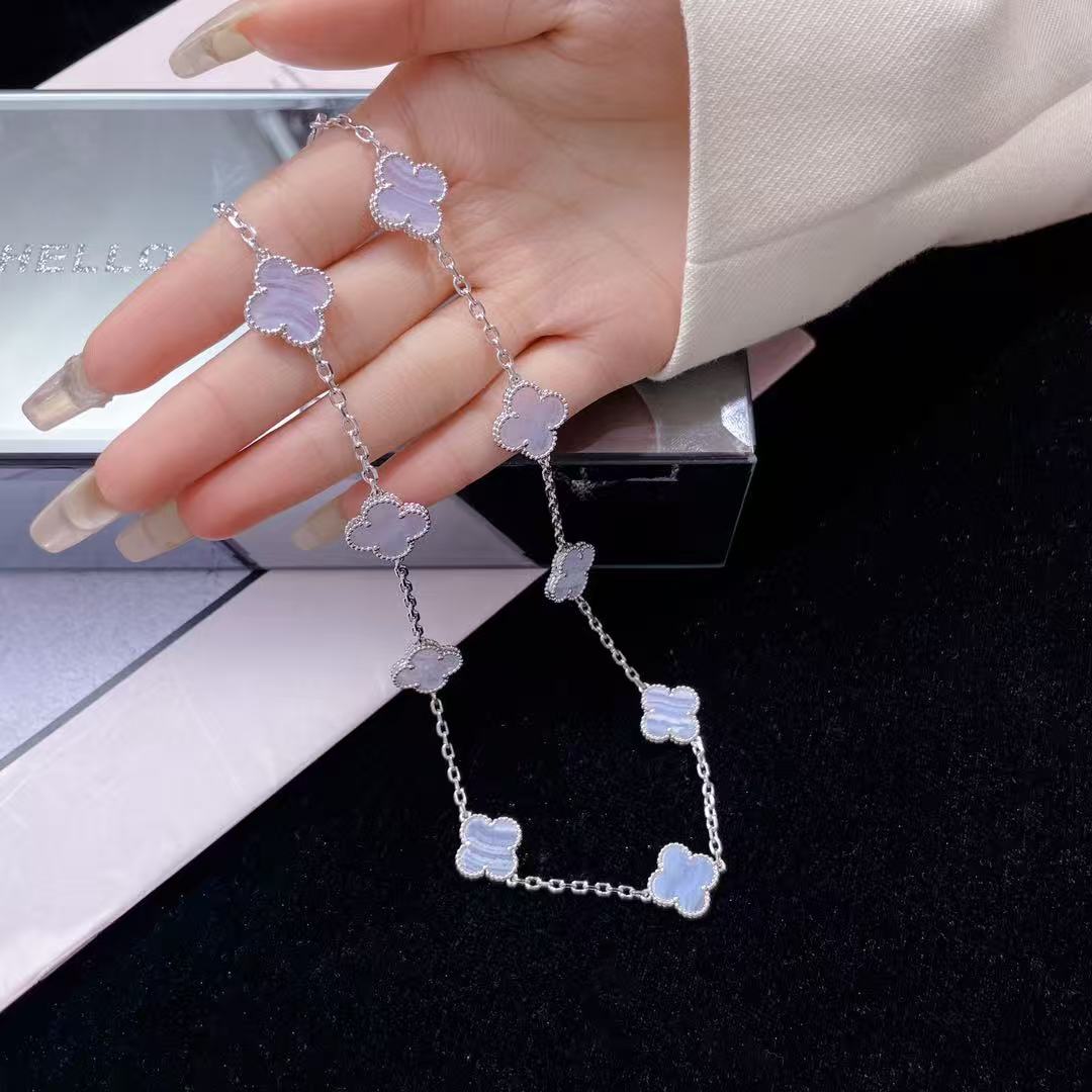 [Glow Muse]CLOVER 10 MOTIFS PURPLE FRITILLARY NECKLACE