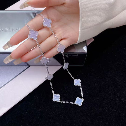 [Glow Muse]CLOVER 10 MOTIFS PURPLE FRITILLARY NECKLACE