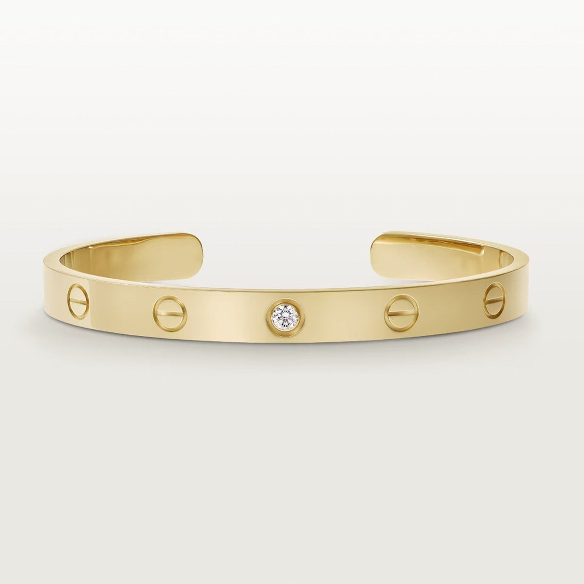 [Glow Muse]LOVE BRACELET 6.1MM 1 DIAMOND OPEN CUFF