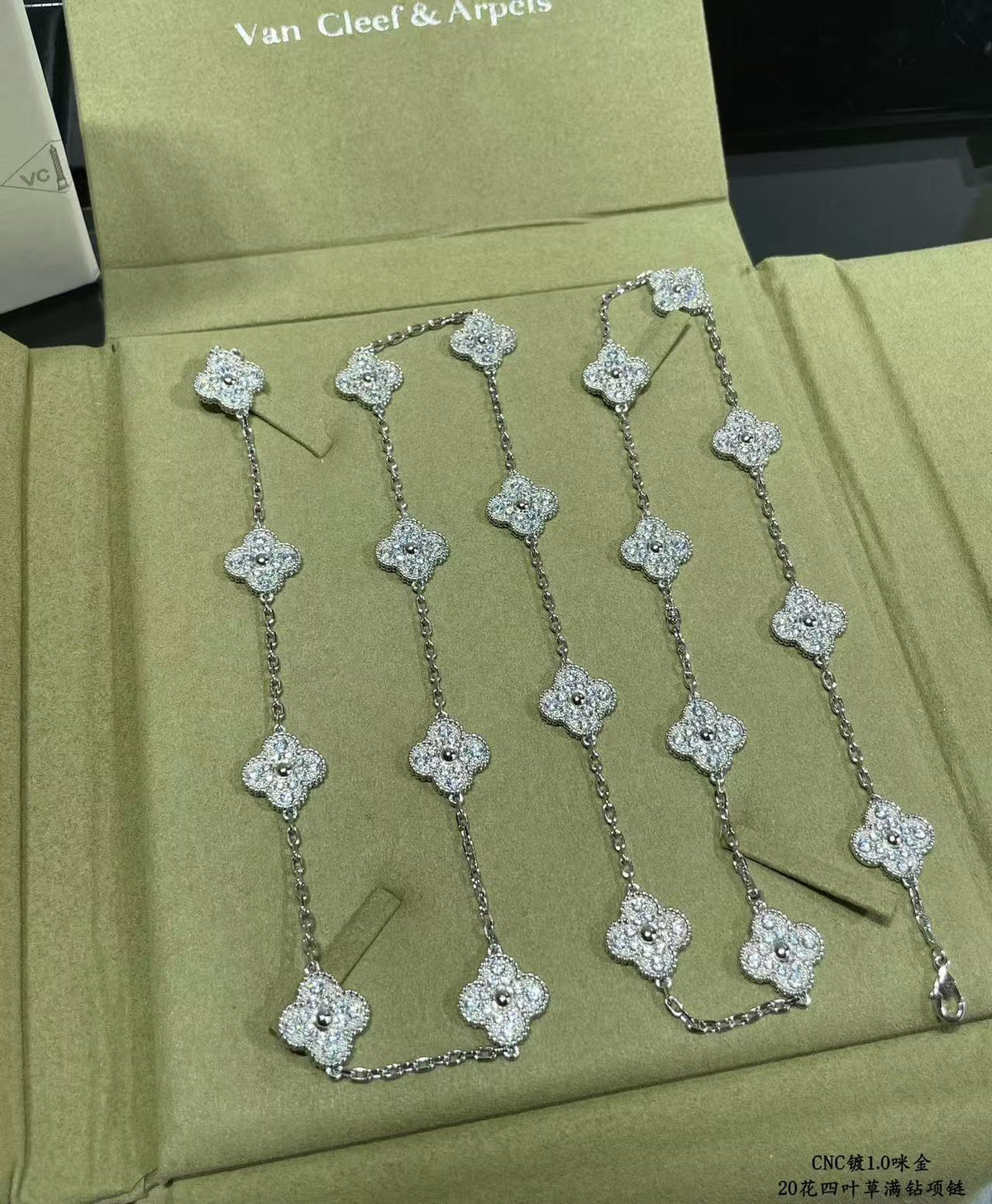 [Glow Muse]CLOVER 20 MOTIFS FULL-DIAMOND NECKLACE