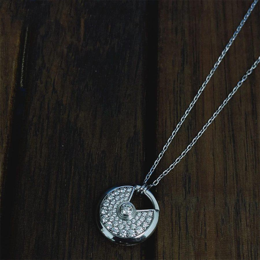 [Glow Muse]AMULETTE SILVER FULL DIAMOND NECKLACE
