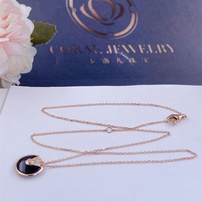 [Glow Muse]AMULETTE ROSE GOLD ONYX NECKLACE