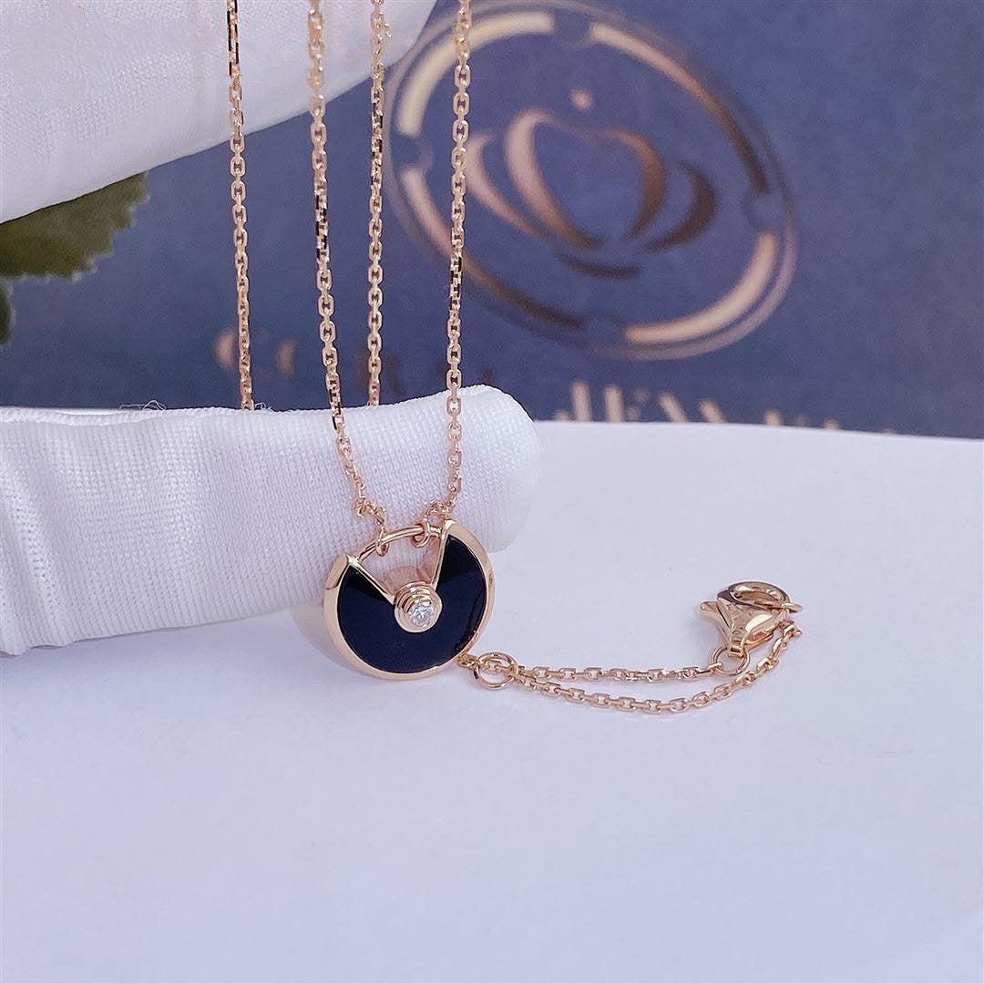 [Glow Muse]AMULETTE ROSE GOLD ONYX NECKLACE