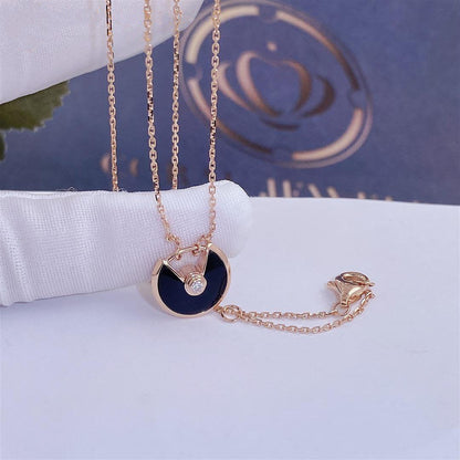 [Glow Muse]AMULETTE ROSE GOLD ONYX NECKLACE