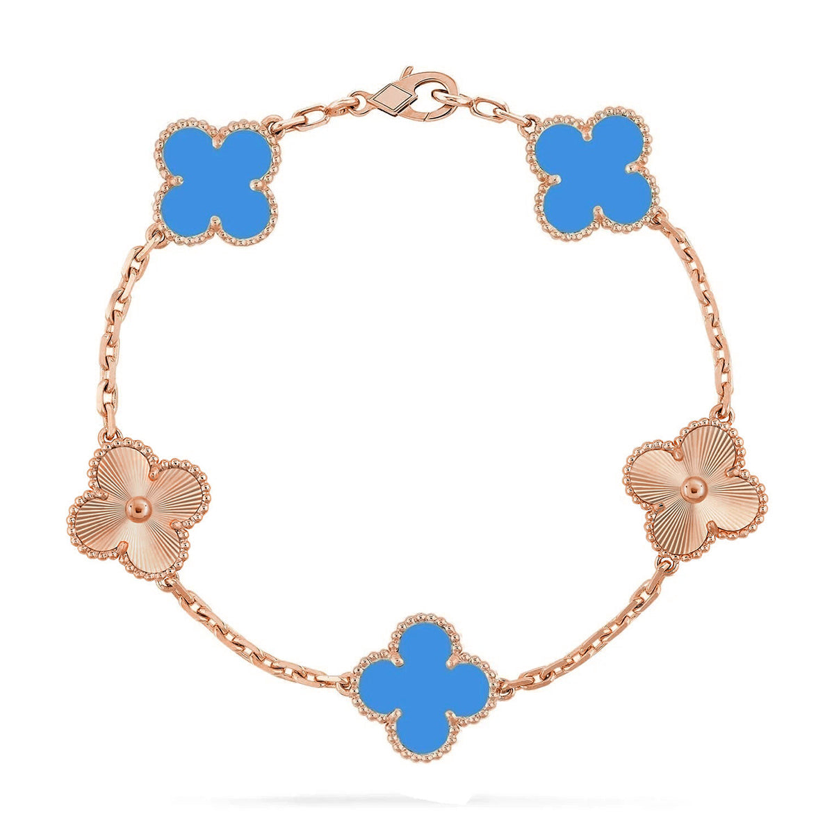 [⭐Glow Muse] CLOVER 5 MOTIF BLUE AGATE BRACELET COLLECTION
