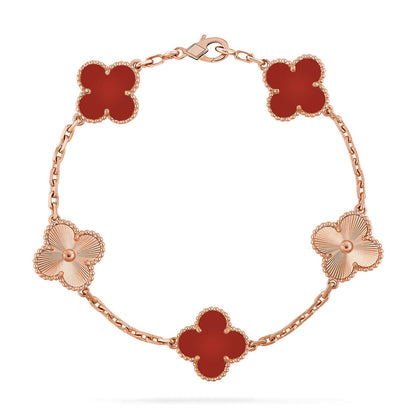 [⭐Glow Muse] CLOVER 5 MOTIF RED CORNELIAN BRACELET COLLECTION