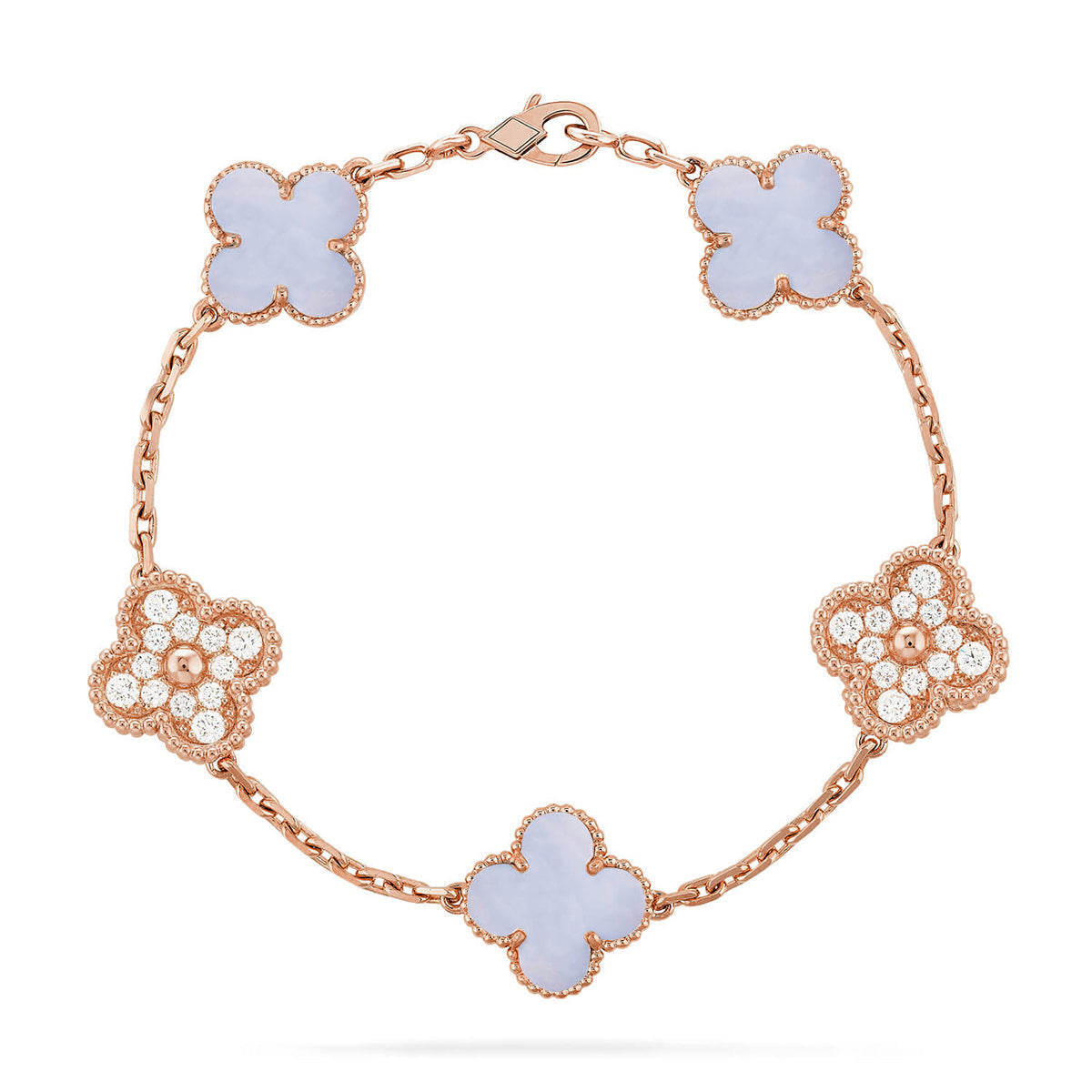 [⭐Glow Muse] CLOVER 5 MOTIF PURPLE CHALCEDONY BRACELET COLLECTION