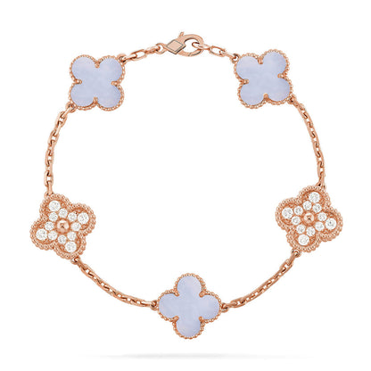[⭐Glow Muse] CLOVER 5 MOTIF PURPLE CHALCEDONY BRACELET COLLECTION
