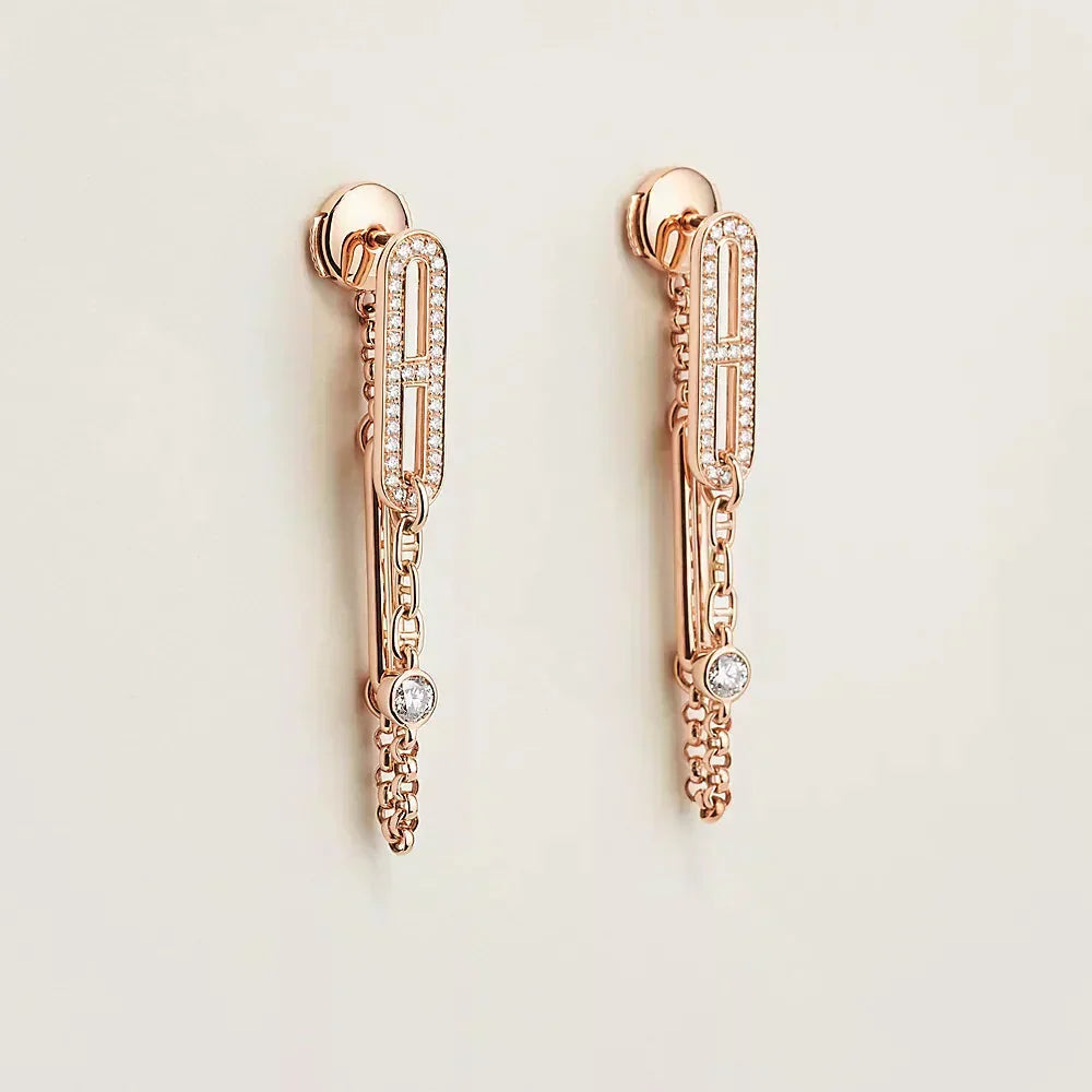 [Glow Muse]CHAINE CHAOS DIAMOND DROP EARRINGS
