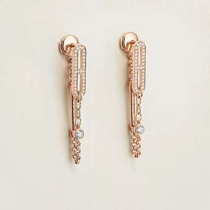 [Glow Muse]CHAINE CHAOS DIAMOND DROP EARRINGS