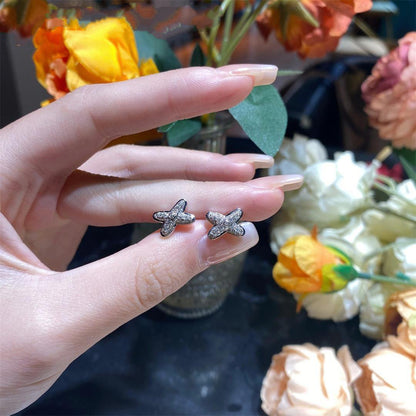 [Glow Muse]JEUX DE SILVER DIAMOND EARRINGS
