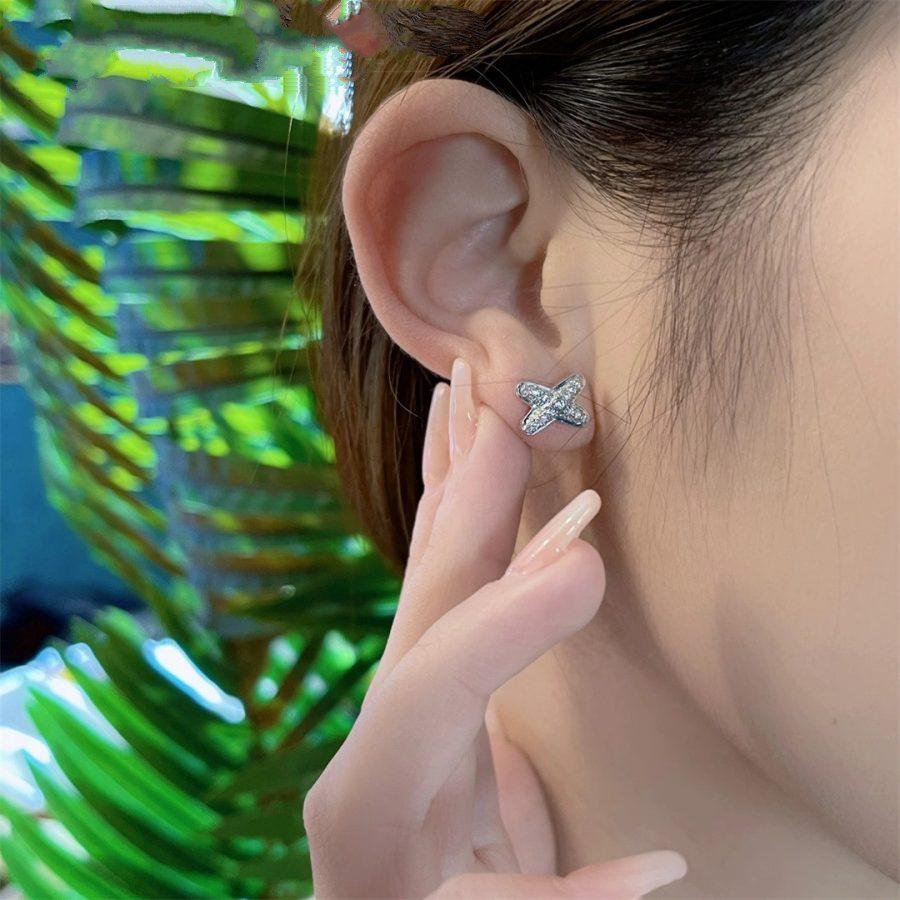 [Glow Muse]JEUX DE SILVER DIAMOND EARRINGS