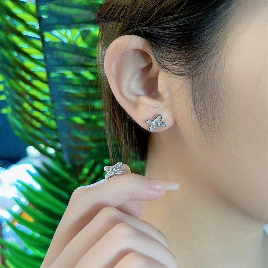 [Glow Muse]JEUX DE SILVER DIAMOND EARRINGS