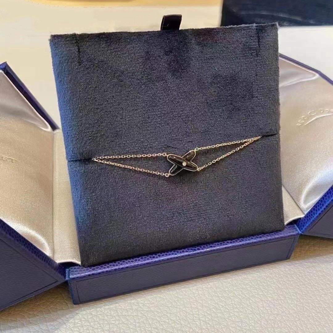 [Glow Muse]JEUX BRACELET ONYX PINK GOLD 1 DIAMOND