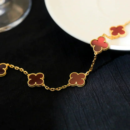 [⭐Glow Muse] CLOVER 5 MOTIF RED CORNELIAN BRACELET COLLECTION