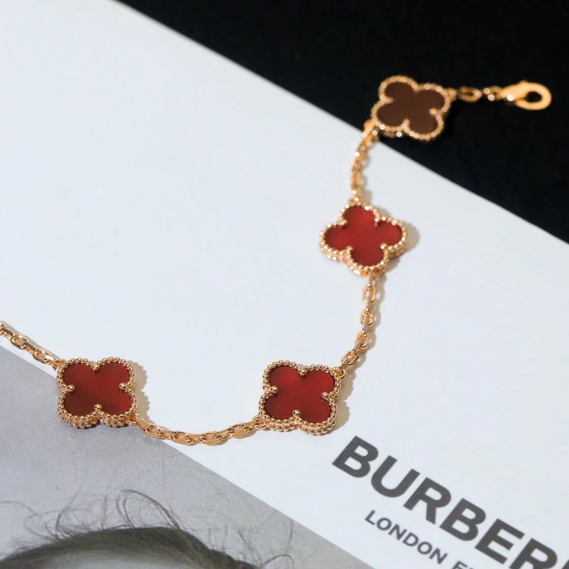 [⭐Glow Muse] CLOVER 5 MOTIF RED CORNELIAN BRACELET COLLECTION