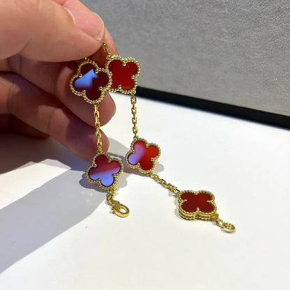 [⭐Glow Muse] CLOVER 5 MOTIF RED CORNELIAN BRACELET COLLECTION