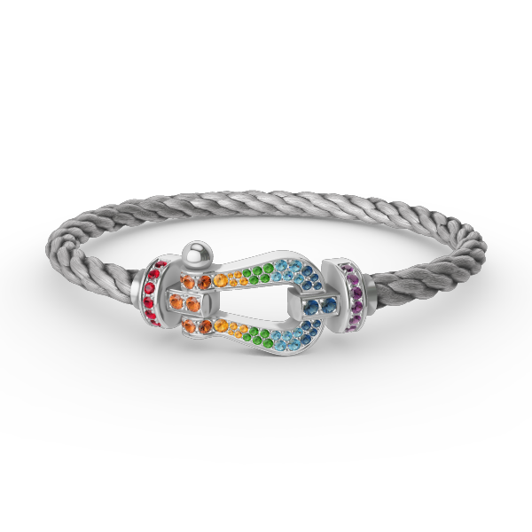 [Glow Muse]FORC LARGE HORSESHOE  COLORED DIAMOND BRACELET SILVER