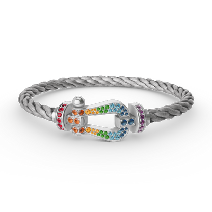 [Glow Muse]FORC LARGE HORSESHOE  COLORED DIAMOND BRACELET SILVER