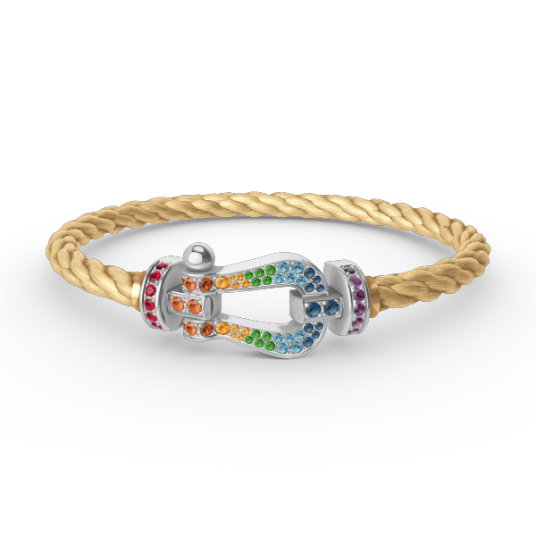 [Glow Muse]FORC LARGE HORSESHOE  COLORED DIAMOND BRACELET SILVER