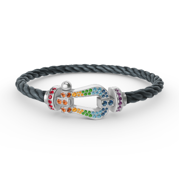 [Glow Muse]FORC LARGE HORSESHOE  COLORED DIAMOND BRACELET SILVER